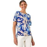Roman Women's Abstract Print Side Tie Detail Top in Blue | Size: 20