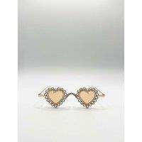 SVNX Women's Heart Diamante Sunglasses Gold Champagne