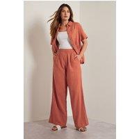 Long Tall Sally Women's Tall Cheesecloth Wide Leg Trousers in Orange | Size: 24XL