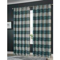New Edge Blinds Printed Check Curtains in Emerald Green, 167cm x 183cm | Size: 167 cm width x 183 cm drop