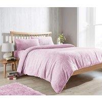 New Edge Blinds Original Teddy Duvet Set in Grey - King in Pale Pink | Size: Super King