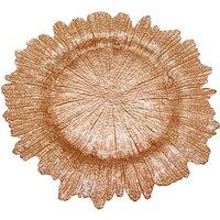 Neel Blue 33cm Charger Plates Vintage Design Glass Plates for Dinner Table Decoration in Rose Gold