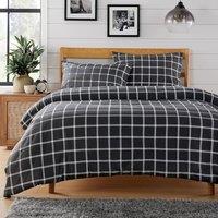 New Edge Blinds Boston Check Printed Duvet Set in Grey - King | Size: Single