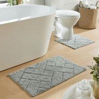 New Edge Blinds Bali Bath Mat & Pedestal Set in Natural in Light Grey