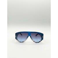 SVNX Oversized Rounded Sunglasses in Blue