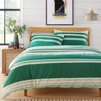 New Edge Blinds Miami Stripes Printed Duvet Set in Natural - Single in Green | Size: King