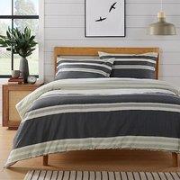 New Edge Blinds Miami Stripes Printed Duvet Set in Natural - Single in Grey | Size: King