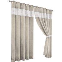 New Edge Blinds Diamante Blackout Eyelet Curtains in Black, 167cm x 228cm in Light Beige | Size: 167 cm width x 137 cm drop