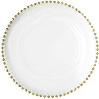 Neel Blue 33cm Charger Plates with Beaded Design Glass Plates for Dinner Table Decoration in Gold