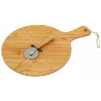 Marco Paul Bamboo Pizza Cutting Board 18" 6 Sections Wooden Snack Platter in Natural