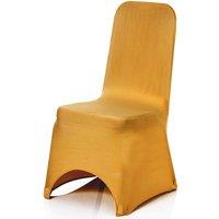 Neel Blue 10pcs Spandex Arched Front Chair Covers Stretch Fabric Removable Washable Slipcovers in Gold