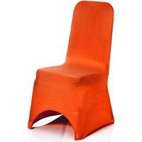 Neel Blue 10pcs Spandex Arched Front Chair Covers Stretch Fabric Removable Washable Slipcovers in Orange