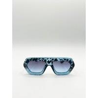 SVNX Cross-Border Flat Sunglasses in Blue Leopard