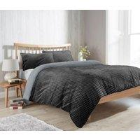 New Edge Blinds Maine Check Fluffy Fleece Duvet Set in Grey - Double | Size: Single