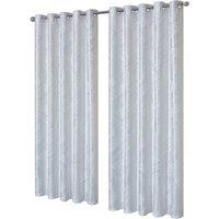 New Edge Blinds Leaf Sparkle Blackout Curtains in Silver, 228cm x 228cm in White | Size: 167 cm width x 183 cm drop