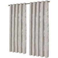 New Edge Blinds Leaf Sparkle Blackout Curtains in Silver, 228cm x 228cm in Light Beige | Size: 167 cm width x 137 cm drop