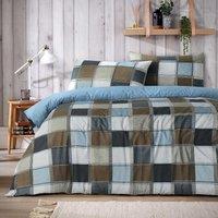 New Edge Blinds Glencoe Check Duvet Set in Grey - Double in Beige | Size: King