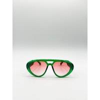 SVNX Chunky Aviator Sunglasses in Bright Green
