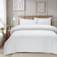 New Edge Blinds Mayfair Stripe Duvet Set in Natural - Double in White