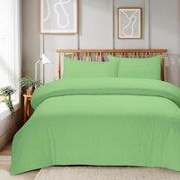 New Edge Blinds Mayfair Stripe Duvet Set in Natural - Double in Pale Green | Size: King