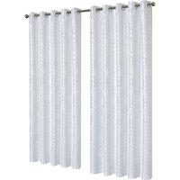 New Edge Blinds Geometric Sparkle Blackout Curtains in Natural, 167cm x 137cm in White | Size: 167 cm width x 137 cm drop