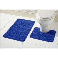 New Edge Blinds Cali Bath Mat Set in Chocolate in Navy