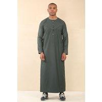 Thobez Men's Thobe Emirati Omani Jubba Islamic Clothing Muslim Kaftan Eid Robe Arab Gold Embroidery in Green | Size: 58R