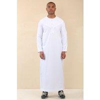 Thobez Men's Thobe Emirati Omani Jubba Islamic Clothing Muslim Kaftan Eid Robe Arab Gold Embroidery in White | Size: 60R