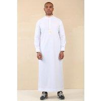 Thobez Men's Thobe Jubba Nehru Round Collar Islamic Clothing Muslim Kaftan Embroidery Eid Robe Saudi in White | Size: 60R