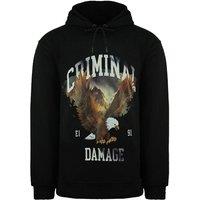 Criminal Damage Men's Eagle Black Cotton Hoodie | Size: Small