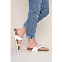 Moshulu Women's 'Wilma 2' Toe-Post Cork Footbed Sandals in White | Size: 8