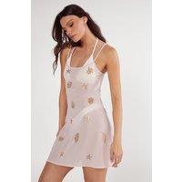 NastyGal Women's Shell & Starfish Tie Side Mini Beach Dress in Baby Pink | Size: 10