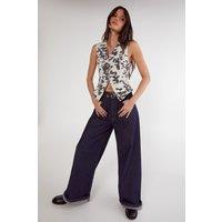 NastyGal Women's Denim Dalmatian Print Longline Waistcoat in Mono | Size: 8