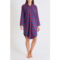 British Boxers Women's 'Bordeaux' Tartan Brushed Cotton Nightshirt in Burgundy | Size: XS