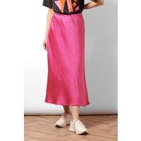 Sarta Women's Cassie Silky Midi Slip Skirt - Hot Pink | Size: Medium