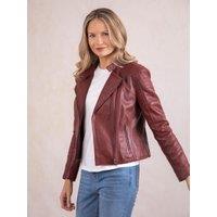 Lakeland Leather Women's 'Nicole' Leather Biker Jacket in Red | Size: 16