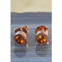 Otis Jaxon London Women's Citrine Sterling Silver November Birthstone Stud Earrings in Rose Gold