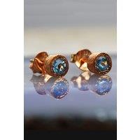 Otis Jaxon London Women's Blue Topaz Sterling Silver November Birthstone Stud Earrings in Rose Gold