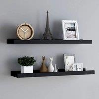 Berkfield Home Picture Frame Ledge Shelves 2 pcs Black 80x9x3 cm MDF | Size: 80 x 9 x 3 cm