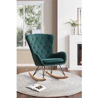 Green Modern Plaid Velvet Rocking Chair