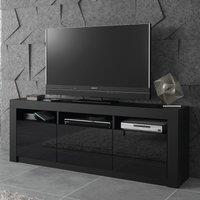 Creative Furniture TV Unit 160cm Modern - Black with High Gloss Doors