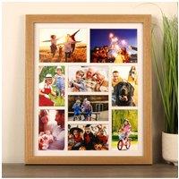 MijMoj Design Solid Oak Nine Aperture Photo Frame - Gallery Frame for Seven 6" x 4" & Two 7" x 5" Photos in Light Oak