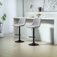 HOMCOM Modern Bar Stools Set of 2 Bar Chairs with Adjustable Height Swivel Seat in Beige | Size: 2 Pack