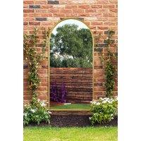 MirrorOutlet Gold Framed Arched Garden Wall Mirror 71" X 35" (180CM X 90CM) | Size: 1 Pack