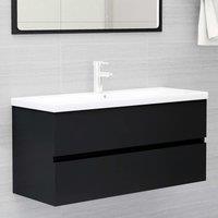 Berkfield Home Sink Cabinet with Built-in Basin Black Engineered Wood