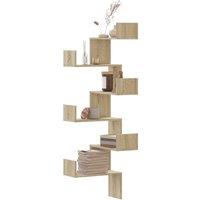 Berkfield Home Wall Corner Shelf Sonoma Oak 45x45x147 cm Engineered Wood in Brown | Size: 45 x 45 x 147 cm