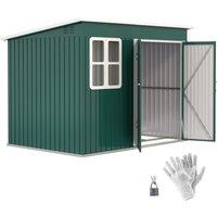 OUTSUNNY 8.5 x 6ft Galvanised Steel Garden Shed with Foundation Kit, Green