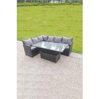 High Back Corner Rattan Sofa Dining Rising Table Height Adjustable 6 Seater