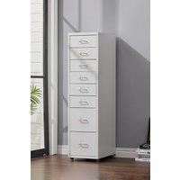 Living and Home 8 Drawers Vertical File Cabinet with Wheels in White
