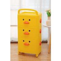 3-Tier Storage Trolley Cart Cute Yellow Duck Drawer Organizer with Wheels